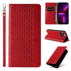 Чехол с магнитным ремешком для iPhone 14 Pro Case s флип-кошелек с мини-шнурком-подставкой, красный цена и информация | Чехлы для телефонов | pigu.lt