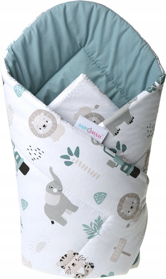 Dvipusis kūdikio vokelis - antklodė Babymam, 80x80 cm, baltas/mėlynas kaina ir informacija | Vokeliai, miegmaišiai, pagalvės | pigu.lt