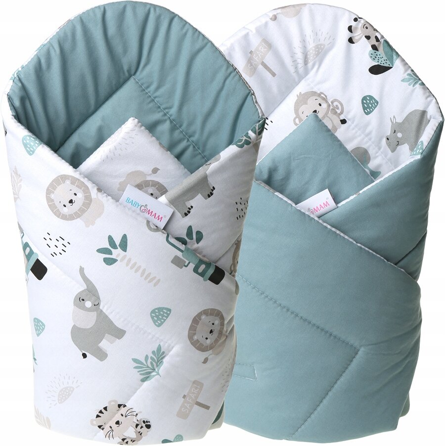 Dvipusis kūdikio vokelis - antklodė Babymam, 80x80 cm, baltas/mėlynas kaina ir informacija | Vokeliai, miegmaišiai, pagalvės | pigu.lt