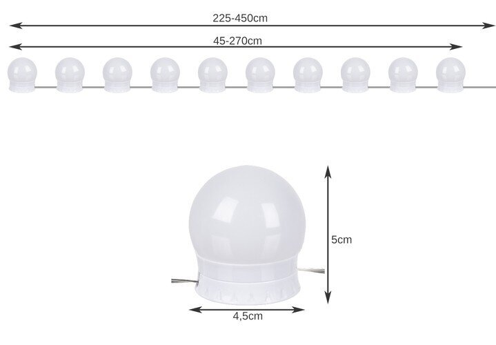 LED šviestuvai kosmetiniam veidrodžiui цена и информация | Įmontuojami šviestuvai, LED panelės | pigu.lt