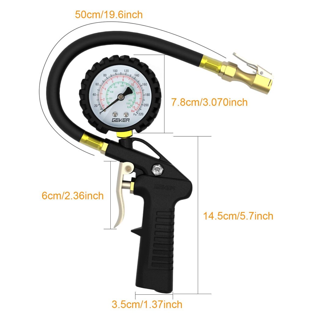 Padangų slėgio matuoklis Geker kaina ir informacija | Auto reikmenys | pigu.lt