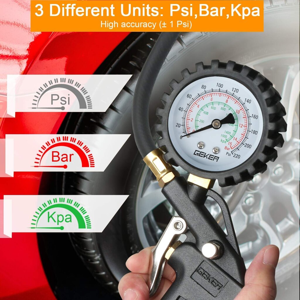 Padangų slėgio matuoklis Geker kaina ir informacija | Auto reikmenys | pigu.lt
