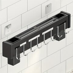 Многофункциональный настенный держатель для ножей, Тех зона 50 x 6 x 4,5 см, черная. цена и информация | Комплектующие для кухонной мебели | pigu.lt