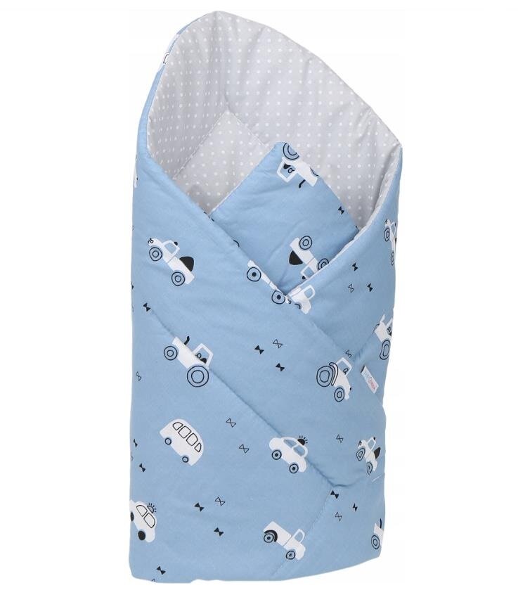 Dvipusis kūdikio vokelis - antklodė Babymam, 80x80 cm, mėlynas/pilkas kaina ir informacija | Vokeliai, miegmaišiai, pagalvės | pigu.lt