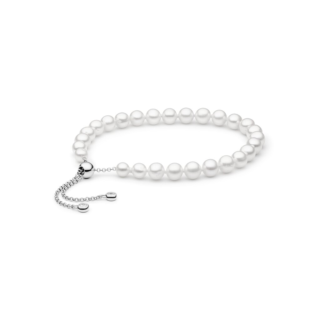 Apyrankė su perlais, cirkoniais ir sidabru, 0012957700735 цена и информация | Apyrankės moterims | pigu.lt