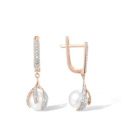 Auksiniai auskarai su deimantais ir perlais kaina ir informacija | Auskarai | pigu.lt
