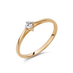 Золотое кольцо с алмазом 0012991100132 цена и информация | Кольца | pigu.lt