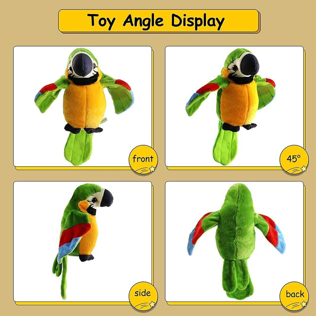 Elektroninis interaktyvus žaislas Talking Parrot Greenery kaina ir informacija | Lavinamieji žaislai | pigu.lt