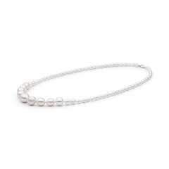 Perlų vėrinys su sidabru, 0012967504327 kaina ir informacija | Kaklo papuošalai | pigu.lt