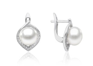 Sidabriniai auskarai su perlais ir cirkoniais 0010493300465 kaina ir informacija | Auskarai | pigu.lt