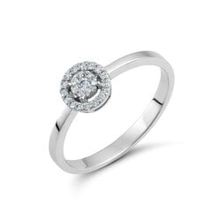 Balto aukso žiedas su deimantais, 0012987900209 kaina ir informacija | Žiedai | pigu.lt