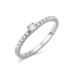 Balto aukso žiedas su deimantu, 0012988800128 kaina ir informacija | Žiedai | pigu.lt