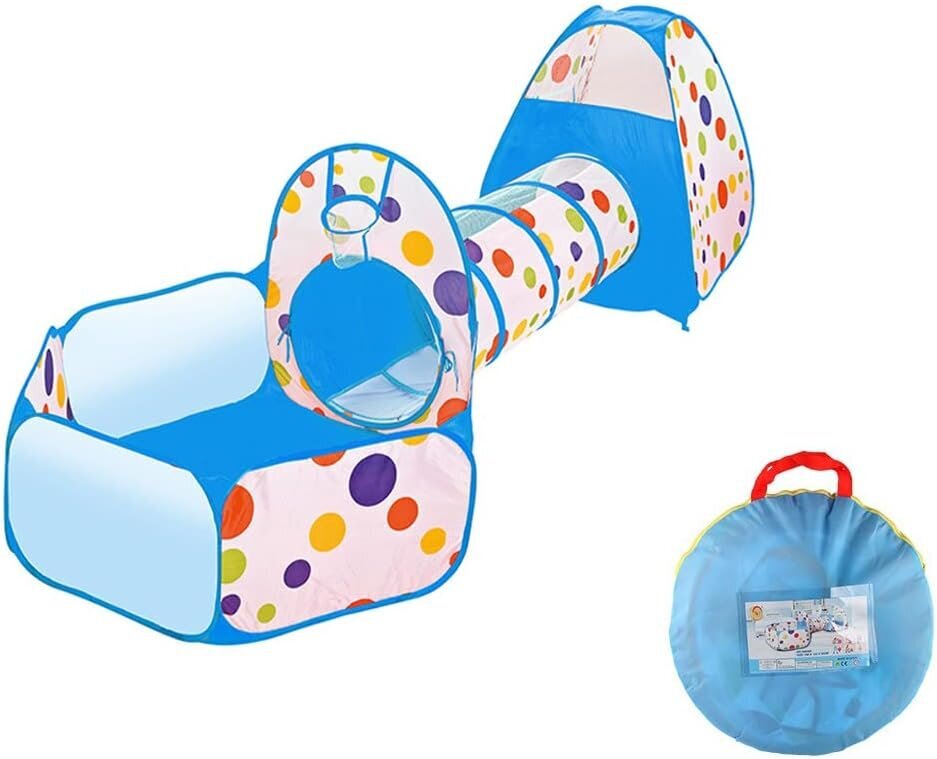 Vaikų žaidimų palapinė su tuneliu Play Tent, mėlyna kaina ir informacija | Vaikų žaidimų nameliai | pigu.lt
