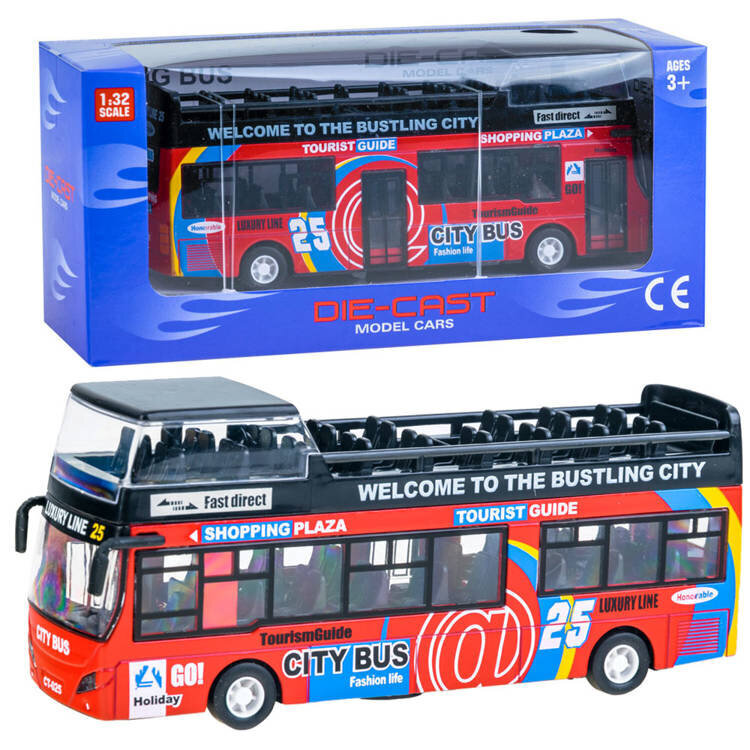 Žaislinis metalinis turistinis autobusas Die-Cast, raudonas kaina ir informacija | Žaislai berniukams | pigu.lt