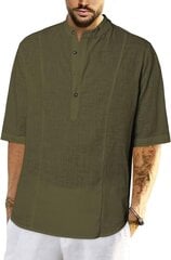 Летняя мужская рубашка Elegancity, короткий рукав, хлопковая, цвета хаки цена и информация | Мужские рубашки | pigu.lt
