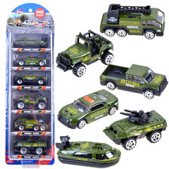 Žaisliniai metaliniai automobiliai Wojsko Die-Cast, žali, 6 vnt. kaina ir informacija | Žaislai berniukams | pigu.lt