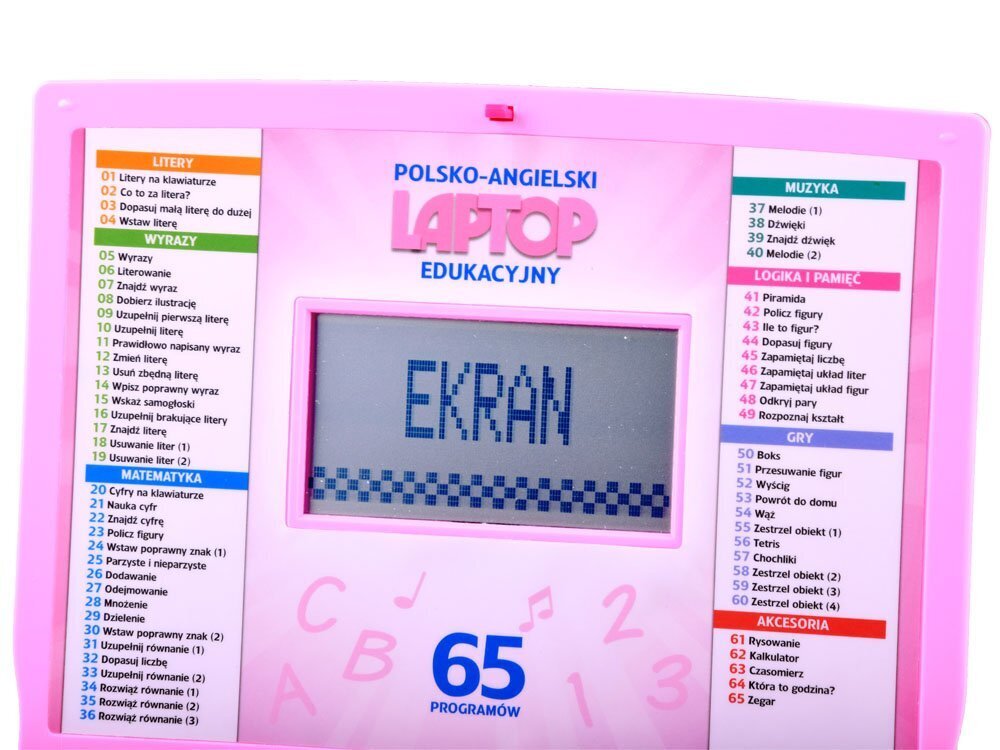 Edukacinis nešiojamas kompiuteris lenkų-anglų kalba, 65 funkcijos kaina ir informacija | Lavinamieji žaislai | pigu.lt