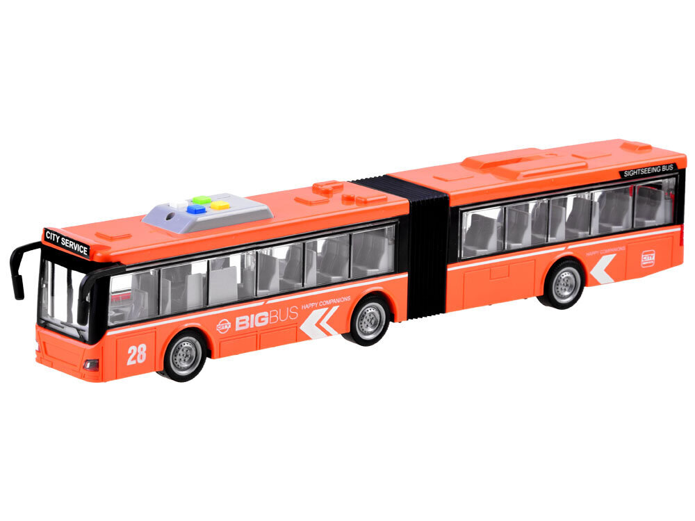 Žaislinis artikuliuotas autobusas su garsais Wenyi, oranžinis, 44 cm kaina ir informacija | Žaislai berniukams | pigu.lt