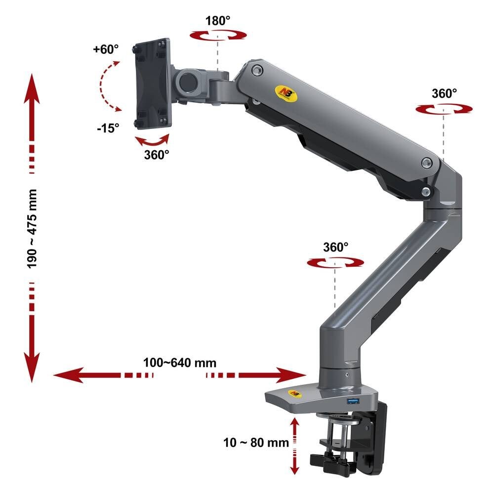 NB NP G60 27''-45''(vesa iki 10*10,iki 16 kg) цена и информация | Monitorių laikikliai | pigu.lt