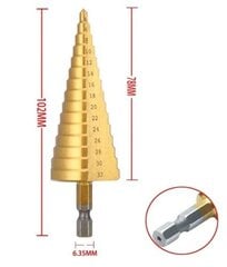 Kūginis pakopinis grąžtas, 3 vnt., 4-32mm G206 kaina ir informacija | Mechaniniai įrankiai | pigu.lt