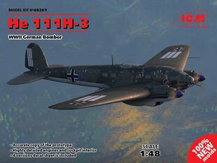 Klijuojamas modelis ICM 48261 WWII German Bomber He 111H-3 1/48 kaina ir informacija | Klijuojami modeliai | pigu.lt