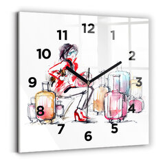 Sieninis laikrodis Moteris Su Lagaminais kaina ir informacija | Laikrodžiai | pigu.lt