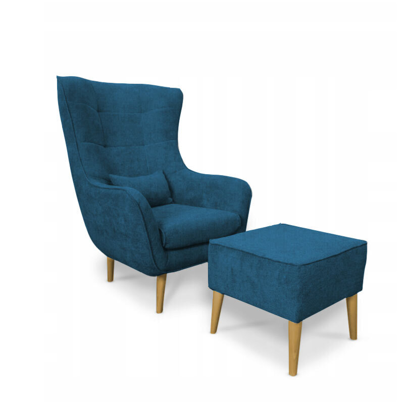 Fotelis su atramomis kojoms Intromit Vaco, mėlynas kaina ir informacija | Svetainės foteliai | pigu.lt