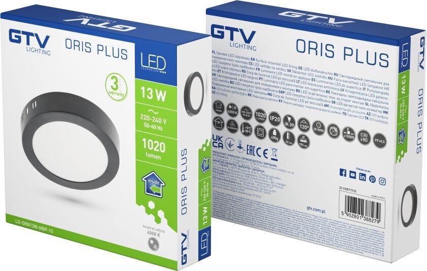 GTV LED lubinis šviestuvas Oris Plus цена и информация | Lubiniai šviestuvai | pigu.lt