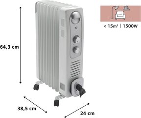 Elektrinis alyvos radiatorius Equation, 1500 W, 15 m², 3 galios lygiai, IP20 kaina ir informacija | EQUATION Vonios kambario įranga | pigu.lt