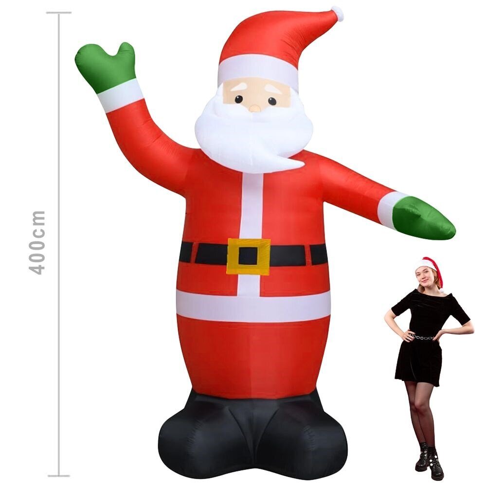Šviečianti kalėdinė dekoracija Pripučiamas Kalėdų Senelis цена и информация | Kalėdinės dekoracijos | pigu.lt