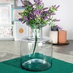 Декоративная стеклянная ваза для цветов, 20.5 см цена и информация | Вазы | pigu.lt
