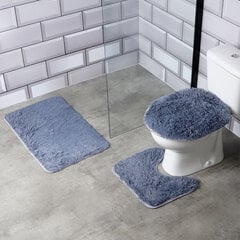 Vonios kilimėlių komplektas tamsiai mėlynas 3 vnt. цена и информация | Аксессуары для ванной комнаты | pigu.lt
