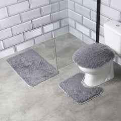 Vonios kilimėlių komplektas pilkas 3 vnt. цена и информация | Аксессуары для ванной комнаты | pigu.lt