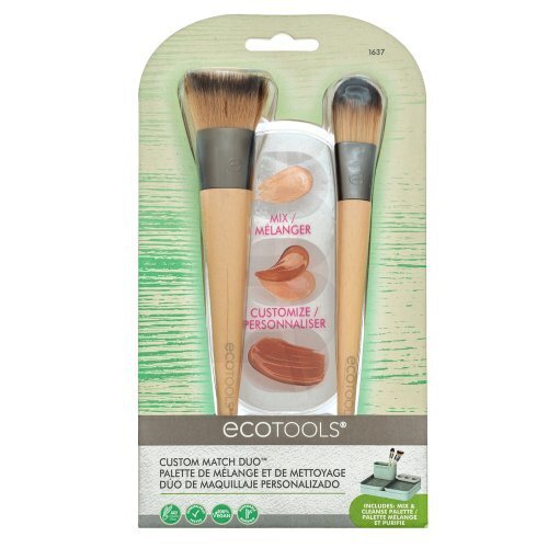 Makiažo šepetėliai ir maišymo paletė EcoTools Custom Match Duo Makeup Brushes and Mixing Palette with Lid, 1 vnt. kaina ir informacija | Makiažo šepetėliai, kempinėlės | pigu.lt