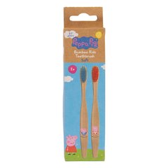 Dantų šepetėlis vaikams Peppa Pig Bamboo Toothbrush Kids Flat, 2 vnt. цена и информация | Зубные щетки, пасты | pigu.lt