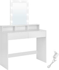 Туалетный столик с зеркалом и светодиодной подсветкой, белый, 80 x 40 x 145 см цена и информация | Туалетные столики | pigu.lt