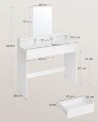 Косметический стол с пуфом цена и информация | Туалетные столики | pigu.lt