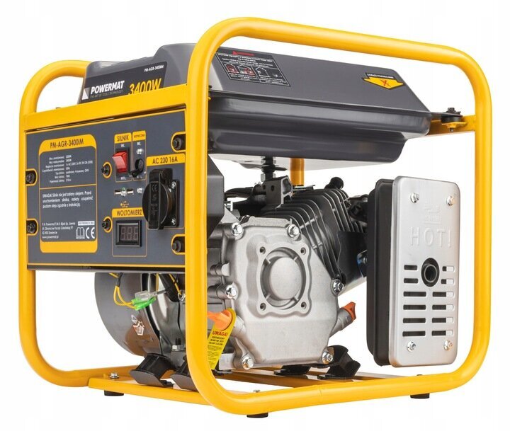 Benzininis elektros generatorius Powermat PM-AGR-3400IM, 3400W kaina ir informacija | Elektros generatoriai | pigu.lt