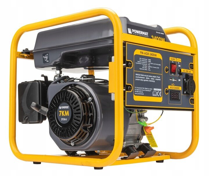 Benzininis elektros generatorius Powermat PM-AGR-3400IM, 3400W kaina ir informacija | Elektros generatoriai | pigu.lt