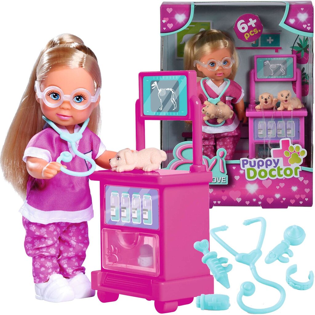 Lėlės vetarinarės rinkinys Evi Love Puppy Doctor Simba, 105733647, 6d. kaina ir informacija | Žaislai mergaitėms | pigu.lt