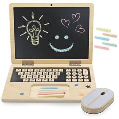 Drewniany laptop z myszką - tablica magnetyczna + kredowa цена и информация | Развивающие игрушки | pigu.lt