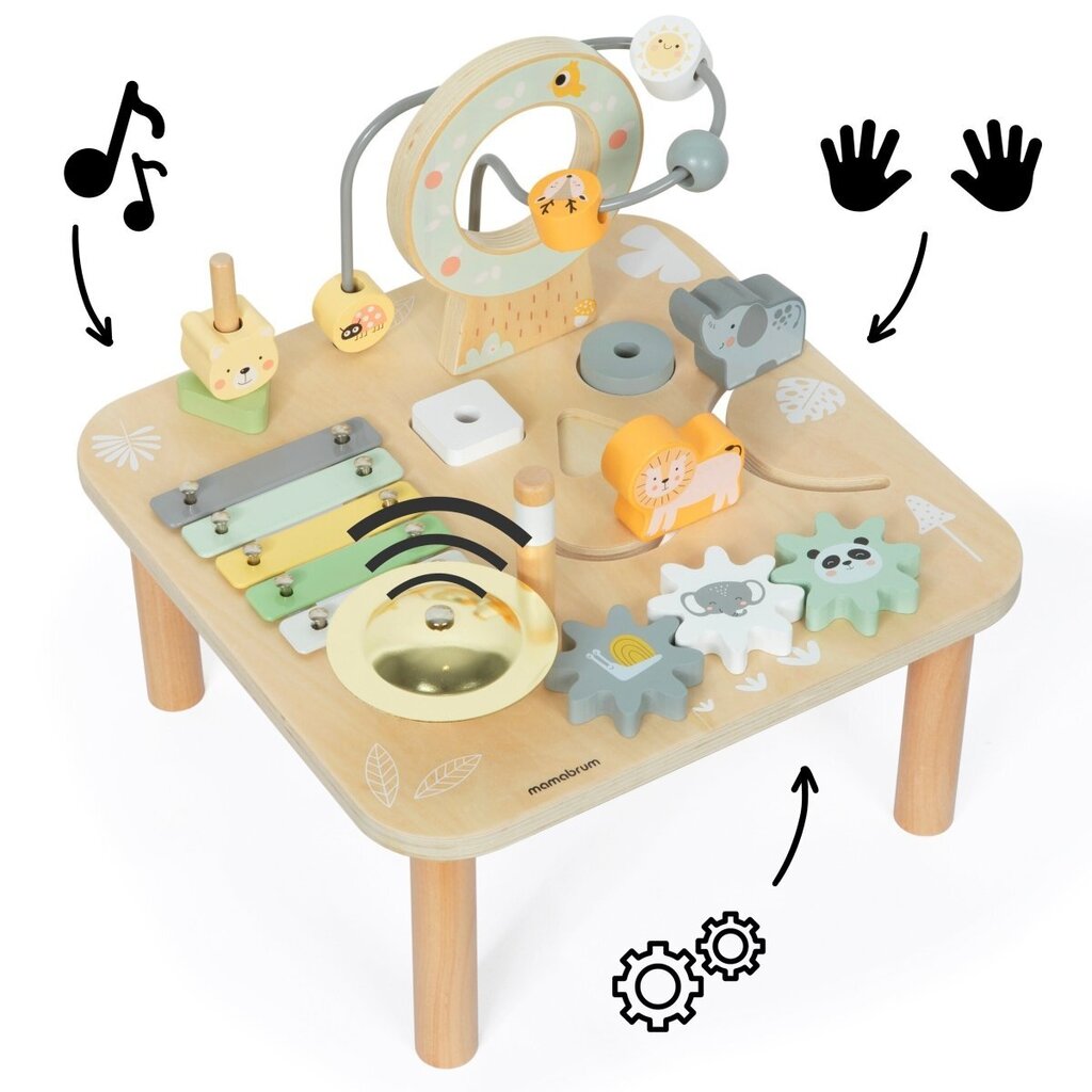 Medinis interaktyvus edukacinis stalas Mamabrum Laukinės džiunglės kaina ir informacija | Žaislai kūdikiams | pigu.lt
