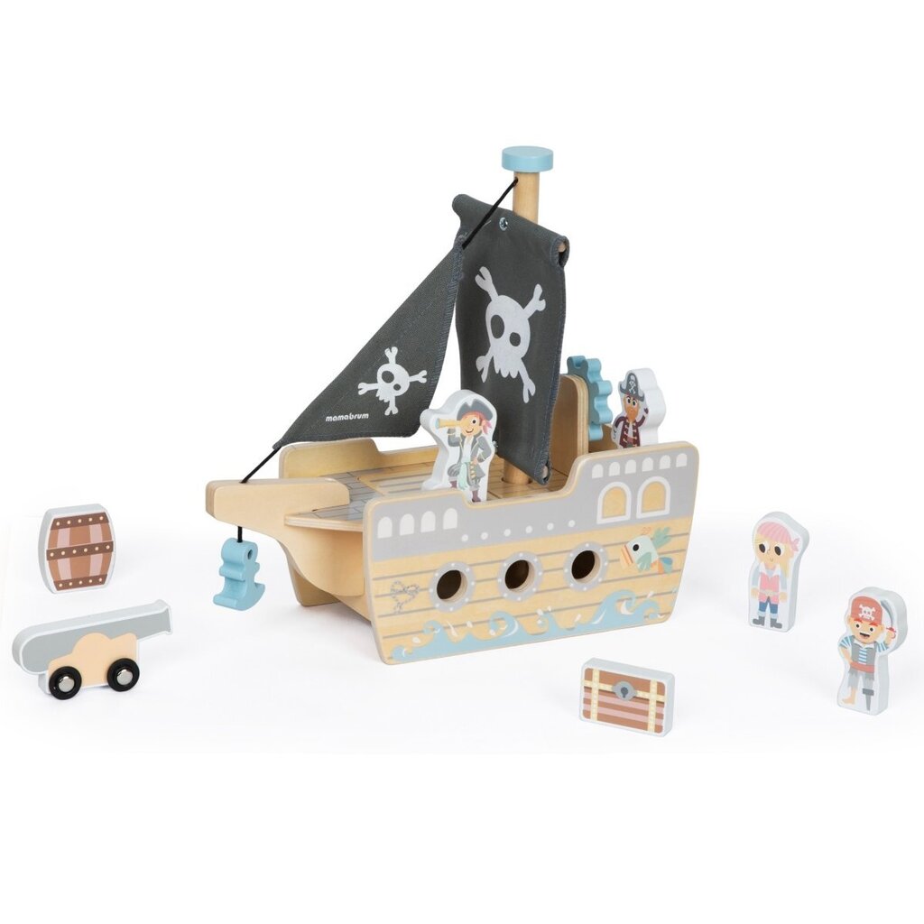 Medinis piratų laivas su aksesuarais vaikams Mamabrum kaina ir informacija | Žaislai berniukams | pigu.lt