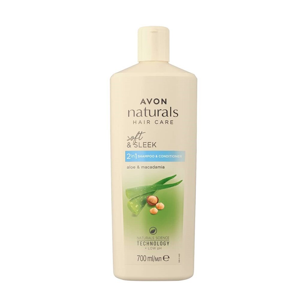 Šampūnas ir plaukų kondicionierius 2 viename Avon Naturals Aloe & Macadamia, 700 ml kaina ir informacija | Šampūnai | pigu.lt