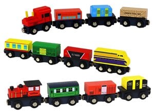Деревянный магнитный поезд и вагон, 12 шт. цена и информация | Игрушки для мальчиков | pigu.lt