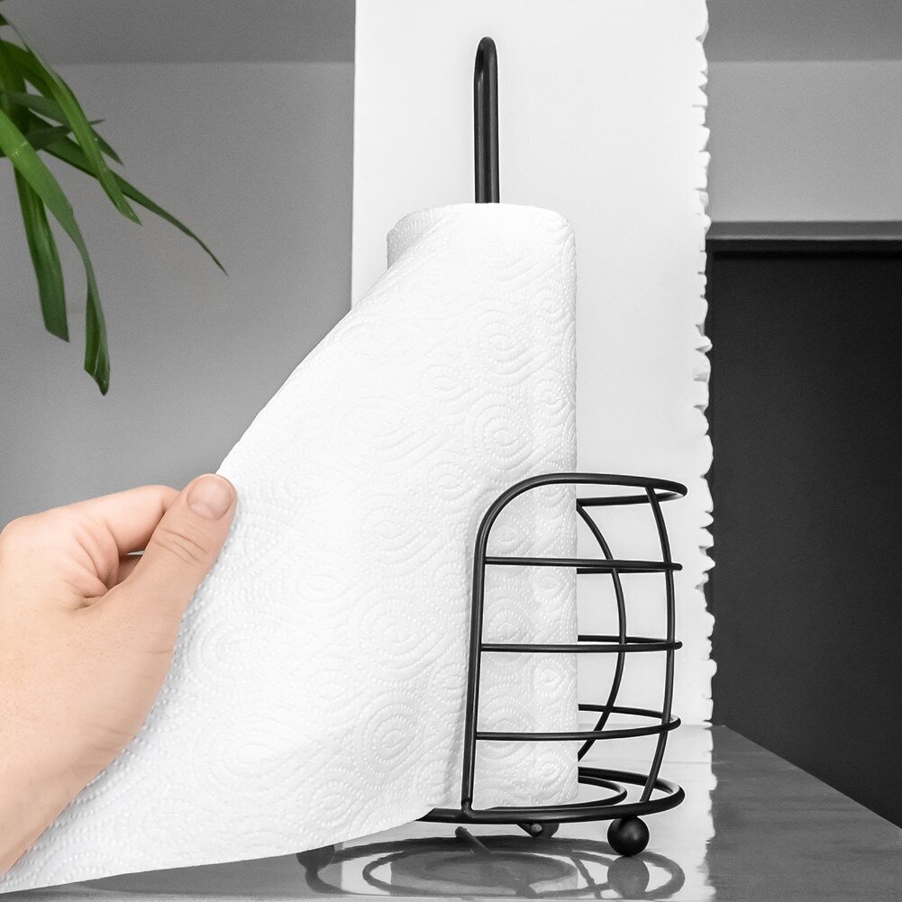 Vilde popierinių rankšluosčių stovas, juodas kaina ir informacija | Virtuvės įrankiai | pigu.lt