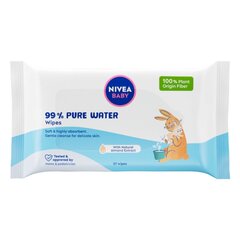 Влажные салфетки Nivea Baby Pure Water, 57 шт. цена и информация | Одноразовые пеленки и влажные салфетки | pigu.lt