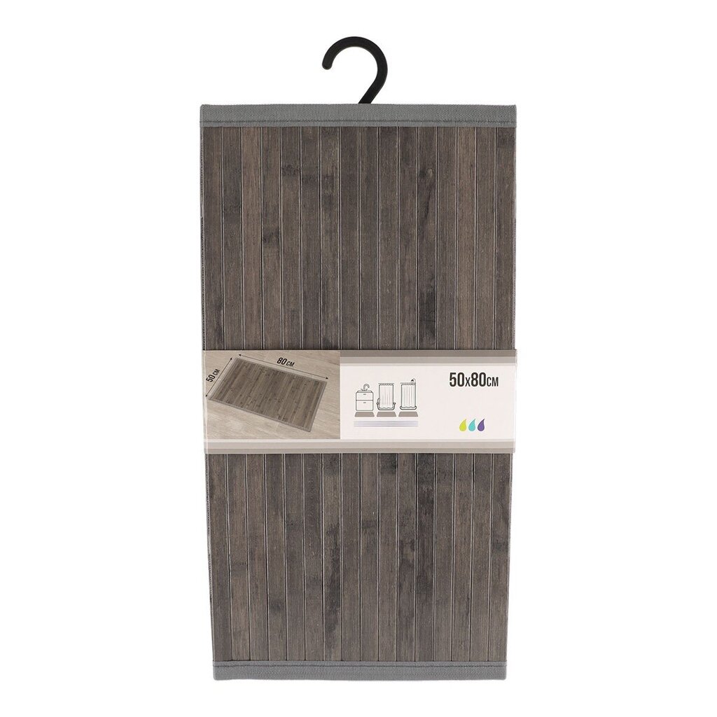 Bambukinis kilimėlis 50x80 cm Millot pilka kaina ir informacija | Vonios kambario aksesuarai | pigu.lt