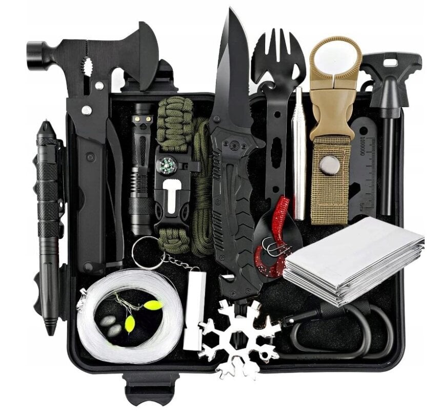 Išgyvenimo daugiafunkcinis rinkinys Mega Survival Multitool Kit 62in1, 4.5cm kaina ir informacija | Kitas turistinis inventorius | pigu.lt