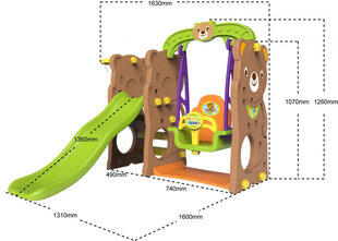 Садовая горка 3 в 1, качели, баскетбол для детей, плюшевый мишка цена и информация | Горки и лесенки | pigu.lt
